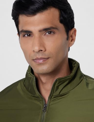 Image of Qube By Fort Collins Men's Padded Sports Jacket - Warm Bomber Jacket for Men | Full Zip Stand Collar Winter Jacket with Rib Cuffs & Zip Side Pockets for Gym, Commute & Winter Wear