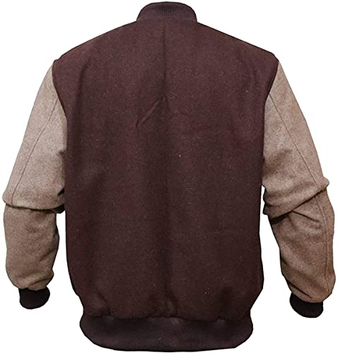 SpazeUp Mens Letterman Bomber Jacket - B Logo Varsity Jacket Men - Brown Wool Jackets Men3