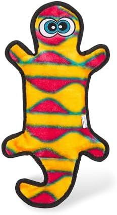 Outward Hound Durablez Tough Plush Squeaky Dog Toy, Gecko, Orange, Large