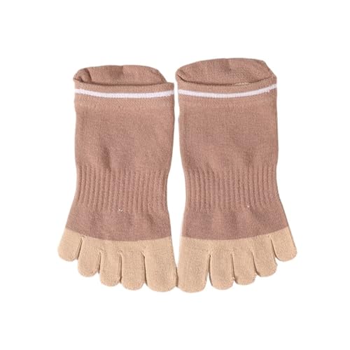 XCTDSVAH Calcetines Dedos 5 Pares De Calcetines Tobilleros Algodón con Dedos For Hombre Y Mujer, Invisibles Transpirables Que Absorben(5 Pairs Khaki)