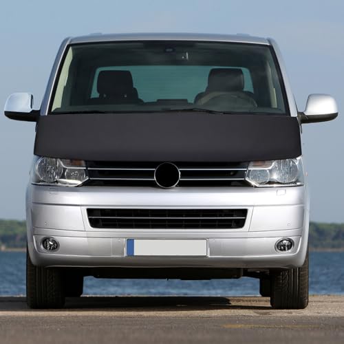 Haubenbra Steinschlagschutz Kompatibel mit VW T5 2003-2009 Schwarz Haubenabdeckung Auto Bonnet Bra NAPPA Leder - Schwarz