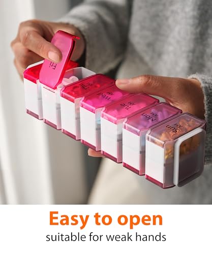 Image of BEXEEN Extra Large Pill Organizer 2 Times a Day, XL Pill Box 7 Day with Big AM /PM Compartments, Fits Large Vitamins, Supplements & Gummies, for 7 or 14-Day Use, Color-Coded, Senior-Friendly, No Spills