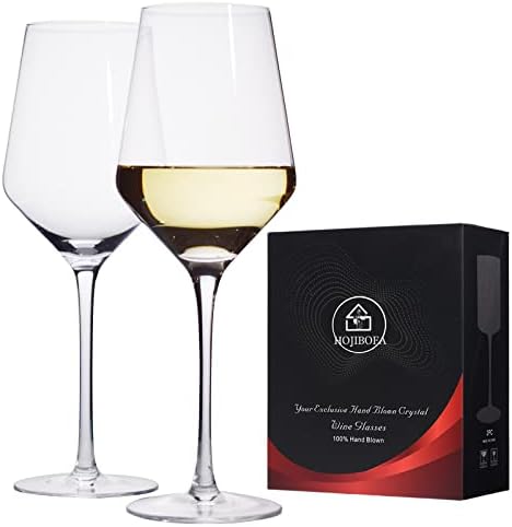 White Wine Glasses,Wine Glasses Set of 2-15 Ounce, Hand Blown Burgundy Red Wine Glass,Long Stem Premium Crystal Large Wine Glass,Gift for Wedding Anniversary Christmas,Clear