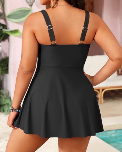 Aqua Eve Plus Size Swim Dress - Two Piece Tankini Swimsuit Tummy Control Bathing Suit with Shorts 20253