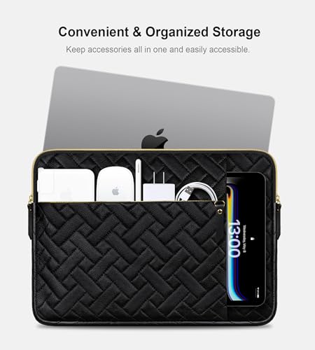 Image of Lacdo Laptop Sleeve Case for 16 inch New MacBook Pro M3 Pro /Max M2 M1 Pro /Max A2991 A2780 A2485 A2141 2023-2019 | 15 inch Surface Laptop 7th Copilot+PC /Surface Laptop 6 5 4 Computer Bag, Elegant Black