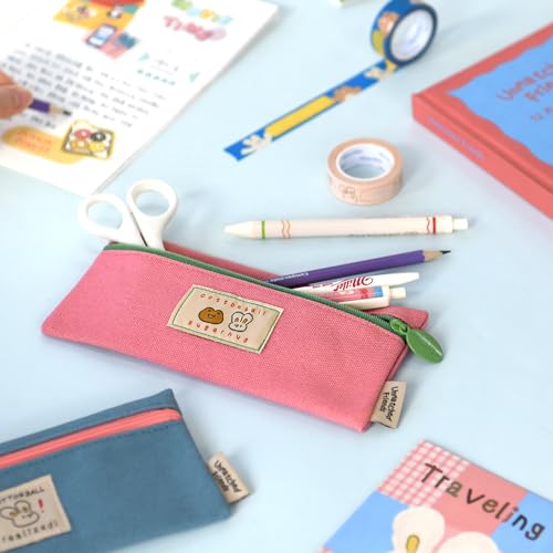 Image of Monolike Unmatched friends Pen Case, Pink - Pencil Pouch, Portable Pencil Bag, Pencil Case, Office Pouch case