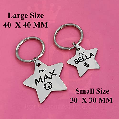 Image of Jypr Customized Pet ID Tag Personalize Black Engraved Name Collar Tag for Your Loving Pet Dog, Cat, Puppy, Horse (Star Shape 2 MM Thick Tag and Tiny Star Charm)
