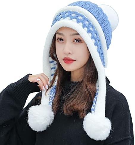 HUAMULAN Women Winter Beanie Hat Earflap Peruvian Warm Slouchy Fleece Lined 3 Pom Poms Knit Sherpa Soft Ski Hats - Image 7