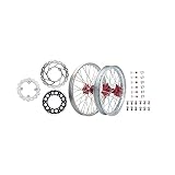 Tusk Impact Complete Front/Rear Wheel Package 1.60 x 21/2.15 x 19 Silver Rim/Silver Spoke/Red Hub