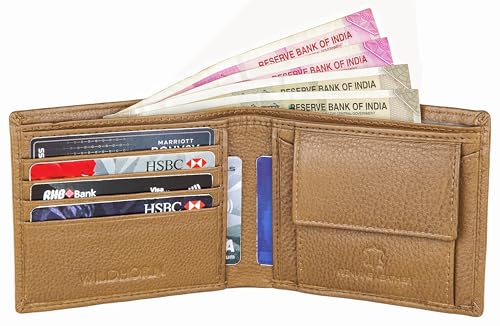 Image of WildHorn Genuine Leather Wallet for Men | Slim Bifold Wallet with RFID Blocking | Multiple Card Slots & Coin Pocket | Premium Leather Mens Wallet