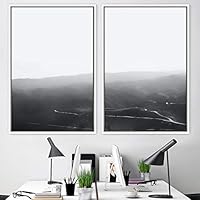 2 Piece Framed Canvas Wall Art Foggy Scenery Canvas Prints Home Artwork Decoration for Living Room,Bedroom - 16
