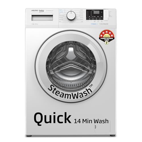 Image of Voltas Beko, A Tata Product 7 Kg 5 Star Inverter, Quick 14-Min Wash Fully Automatic Front Load Washing Machine (WFL7012B7JVBKA /WXV, White, Inbuilt Heater /Hygiene Steam /Digital Display)