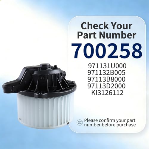 Image of HVAC Blower Motor with Fan - Compatible with Santa FE 2010-2020, Optima 2016-2020, Telluride 2020-2024, Genesis G70 G80 GV70 GV80 - AC Heater Fan Assembly - Part Number 700258 971131U000