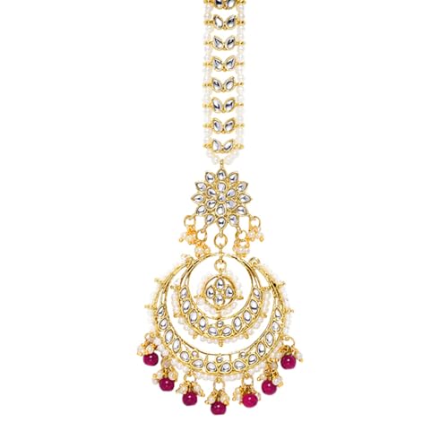 Best premium maang tikka designs for women — Peora kundan pearl matha patti for brides