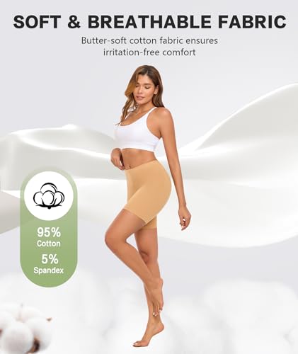 Image of 4 Pack Cotton Boy Shorts Underwear for Women Anti Chafing Shorts for Under Dresses Soft Boxers Panties