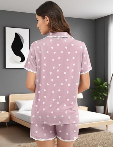 Image of SWOMOG Womens Button Down Pajamas Set Short Sleeve Sleepwear Bride Soft Pj Lounge Sets XS-3XL