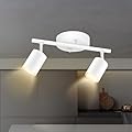 Track Lighting Ceiling, White 2 Lights Track Lighting for Kitchen, Modern Track Lights Fixtures Ceiling Kit, Rotatable Track Heads, Wall Mount Spot Lighting for Living Room/Bedroom(Bulb Not Included)