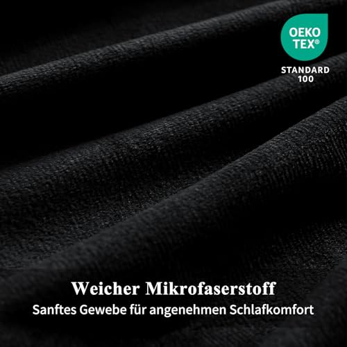 Aisbo Winter Plüsch Bettwäsche 155x220 2teilig Schwarz - Flanell Flauschige Warme Bettbezug und Kissenbezug 80x80 cm… – Ansicht 5
