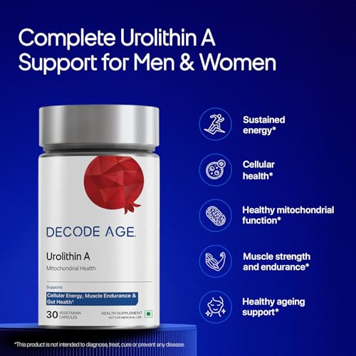 Image of Decode Age Urolithin A 500 mg | Clinically Studied Longevity Supplement for Strength, Endurance & Cellular Renewal | Non-GMO | Urolithin A Supplement for Men and Women