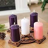 Roowest Christmas Advent Wreath Candle Holder Wood Advent Candlestick with Celtic Knot for Christmas Table Centerpiece Decorations Religious Gift (Not Include Candles)