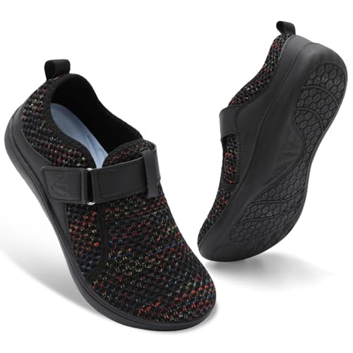 Spesoul Wide Womens Walking Shoes Adjustable Diabetic Shoes Breathable Zero Drop Barefoot Shoe...