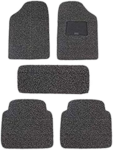 AUTOKAAR Car Grass Floor Mat PVC Foot Mat Vinyl Water Proof Easy Wash for Universal Universal (Black Grey, Set of 5)