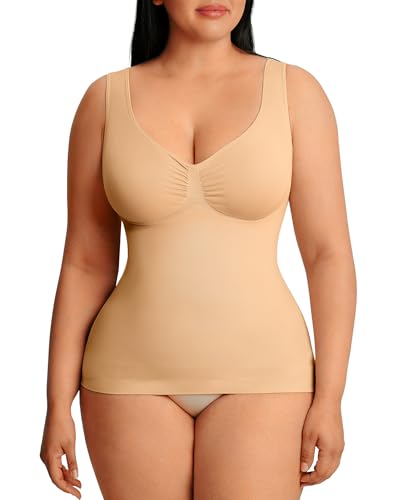 Image of FeelinGirl Women Shapewear Tank Top Tummy Control Compression Tanks V Neck Seamless Body Shaper Camisole Tops for Women