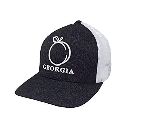 Heritage Pride Heritage Pride Georgia Peach Embroidered Trucker Hat-Black Heather, White Mesh