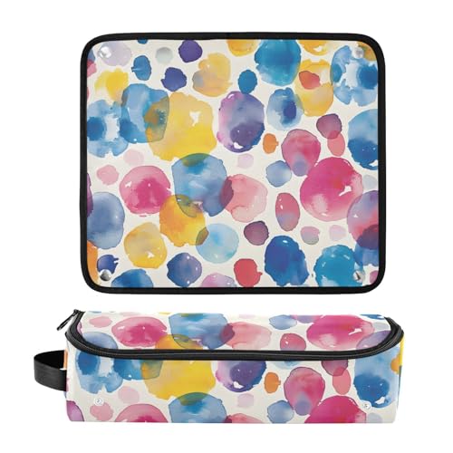 Organizador para herramientas de peinado, bolsa portátil con diseño acuarela y puntos, con tapete resistente al calor para plancha, rizadora y otras herramientas de peinado miniatura 3