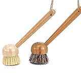 [Ce que vous obtenez] Lot de 2 pièces : un paquet comprend 1 brosse à vaisselle en poils de sisal et 1 brosse à vaisselle en poils de palmier avec long manche. Cet ensemble de brosses à vaisselle vous permet d'attaquer les tâches ménagères rapidement et facilement. Différentes poignées peuvent être utilisées pour différents nettoyages. Sans danger pour les ustensiles de cuisine antiadhési