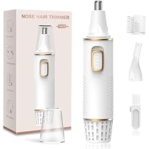 XOOMRSCP Nose Hair Trimmers for Women Men,Rechargeable Hair Trimmer 2 in 1 Painless Multifunctional Ear and Nose Hair Trimmer with IPX7 Waterproof Dual Edge Blades White