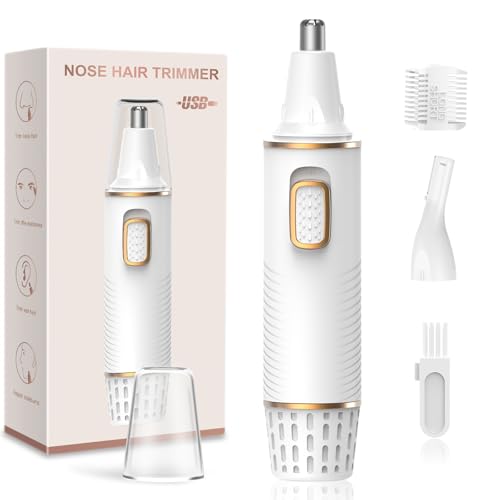 XOOMRSCP Nose Hair Trimmers for Women Men，Rechargeable Hair Trimmer 2 in 1 Painless Multifunctional Ear and Nose Hair Trimmer with IPX7 Waterproof Dual Edge Blades (White)