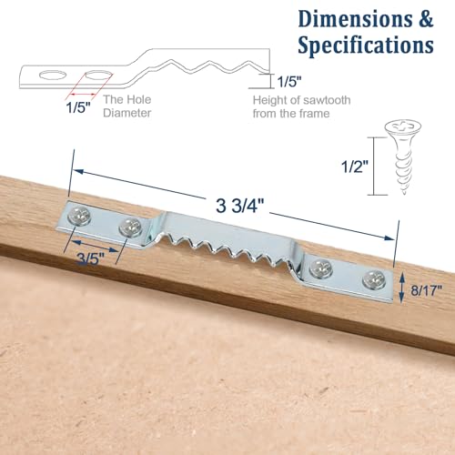 Image of Large Sawtooth Picture Hangers - Supports 150 lbs - 16 Pack Super Heavy Sawtooth Hangers with Screws, Perfect for Hanging Heavy Photos Frame Canvas Artwork Clock and Paintings