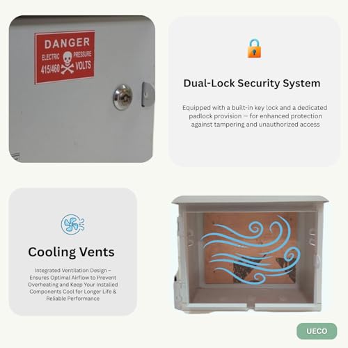 Image of Safe Meter Box - Heavy-Duty Weatherproof Metal Enclosure with Ply Base & Lock | Solar Installations /Meter /EV Charging /CCTV Power Box / | 12 inchx10 inchx6 inch (305x252x153mm) Wall Mount
