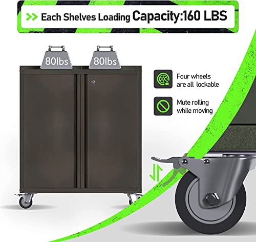 Jaord Metal Storage Cabinet With Wheels,Rolling Garage Tool Chest,Lockable Tool Cabinet With Adjustable Shelves For Home,Office… #TOP2