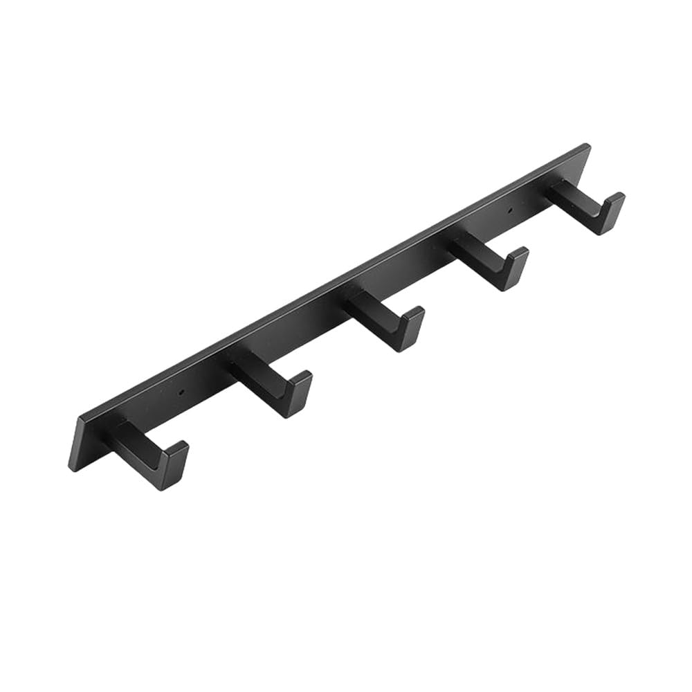 Gancho de fila de oro negro para baño, gancho para sala de montaje, gancho individual para puerta, gancho de pared trasera, material de aluminio espacial, 4 ganchos B, 1