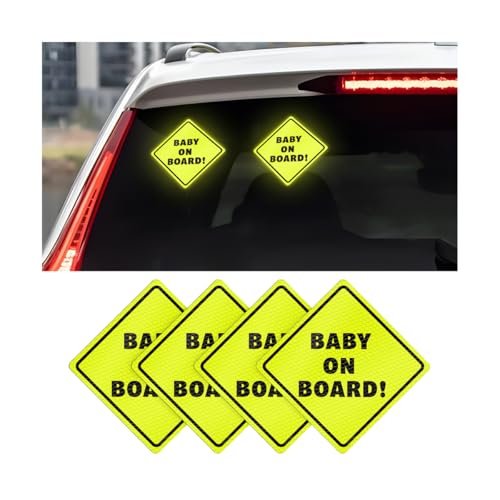 Sandfen Car Baby on Board Signs, 4PCS 5" x 5"