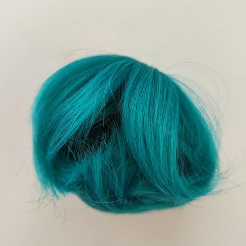 1/3 1/4 1/6 1/8 bjd sd Doll Wig Short Black Hair high Temperature Fiber Antique Wolf Tail Styling Blank Hair Set (Green, 1/4)