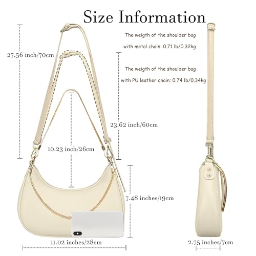 Image of Shoulder Bag for Women PU Leather Crossbody Bags Clutch Purse with Adjustable Strap Crescent Women's Hobo Handbag with Zipper