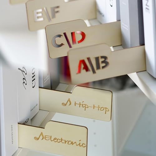 Vinyl Record Dividers with A-Z Alphabetical and Music Genre Tabs,13 Pieces Wooden Divider for LP Album Comic Book Filing Magazine Organizer tabs in Home Library School Bookshelf (12)