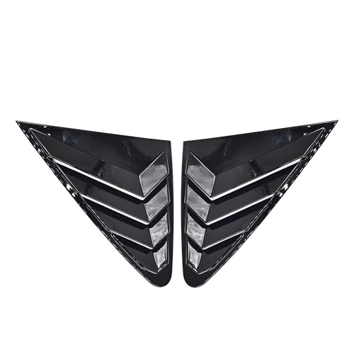 Image of KMH Rear Window Louvers Compatible with Volkswagen Virtus and Skoda Slavia || Sturdy ABS Air Vent Scoop Shades Covers, Car Accessories (Gloss Black) Set of 2 Pcs (Back Side Tape Not Included)