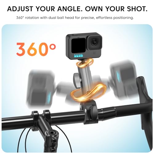 Image of Sounce Camera Clamp Handlebar Bike Mount 360 Double Ball Head Magic Arm with 1 /4 inch-20 Thread for Motorcycle /Monitor /Canon /Nikon /DSLR /Gopro /LED Lights /Ronin-M /Ronin MX /Freefly (Clamp), Black