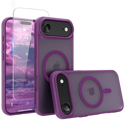 Image of Magnetic for iPhone 17 Air Phone Case, [Compatible with MagSafe], Screen Protector X1, [Military Grade Drop Protection],Matte Finish,Slim,Shockproof,Protective (Deep Purple, iPhone 17 AIR)