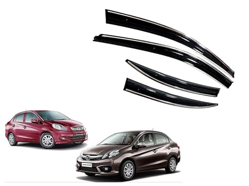 Image of CAR SAAZ Chrome Line Door Visor for Amaze Type 1&2 (2013-2016) (Set of 4Pcs) | Rain Guard | Wind Deflector