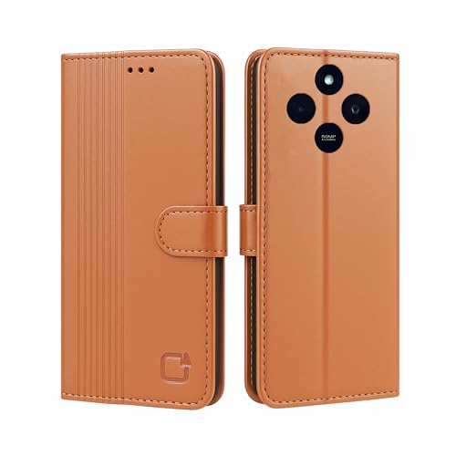 Image of AIBEX Shock Proof Flip Compatible for Redmi 14C 5G /Poco M7 5G /Redmi A4 5G /Poco C75 5G Flip Cover Leather Finish|Inside TPU with Card Pockets|Wallet Stand|Complete Protection Flip Case - Brown
