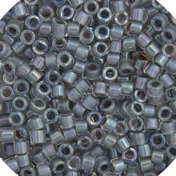 Miyuki Delica 11/0 - Dark Grey AB Lined-Dyed DB0081 - 250gms Bag of Japanese Glass Beads Bulk Bag of Japanese Glass Beads