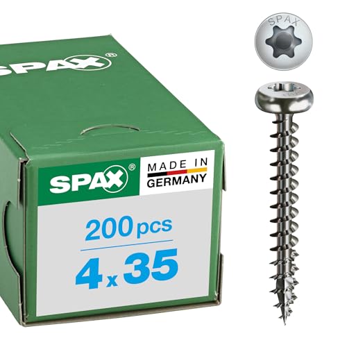 Vis universelle Spax 1.4567-0207000350203, à tête plate bombée, T-Star plus, 4CUT, en acier inoxydable A2, 207000400353