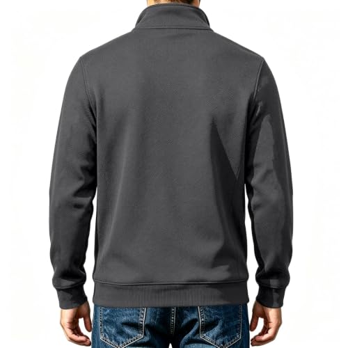 Mens Long Sleeve Shirts Fleece Lined Textured Casual Half Zip Pullover - image 4