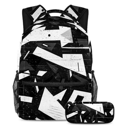 Sac à dos graffiti noir et blanc pour soulager le dos des élèves