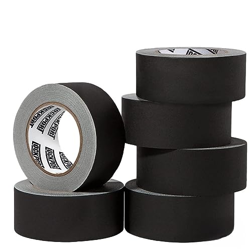 Lockport Black Gaffers Tape 2 Inch 6 Pack - 30 Yards - Waterproof, No Residue Tape, Non-Reflective, Easy Tear, Matte Gaffer Stage Tape - Gaff Cloth Tape for Photography, Filming Backdrop